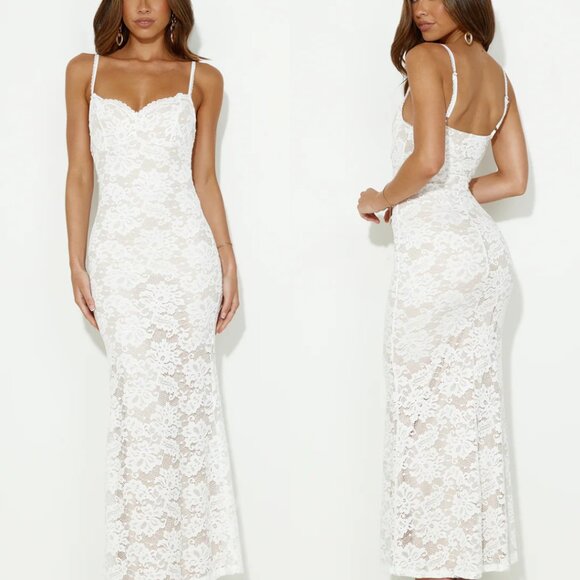 Bridal White Lace Maxi Dress - Picture 2 of 4